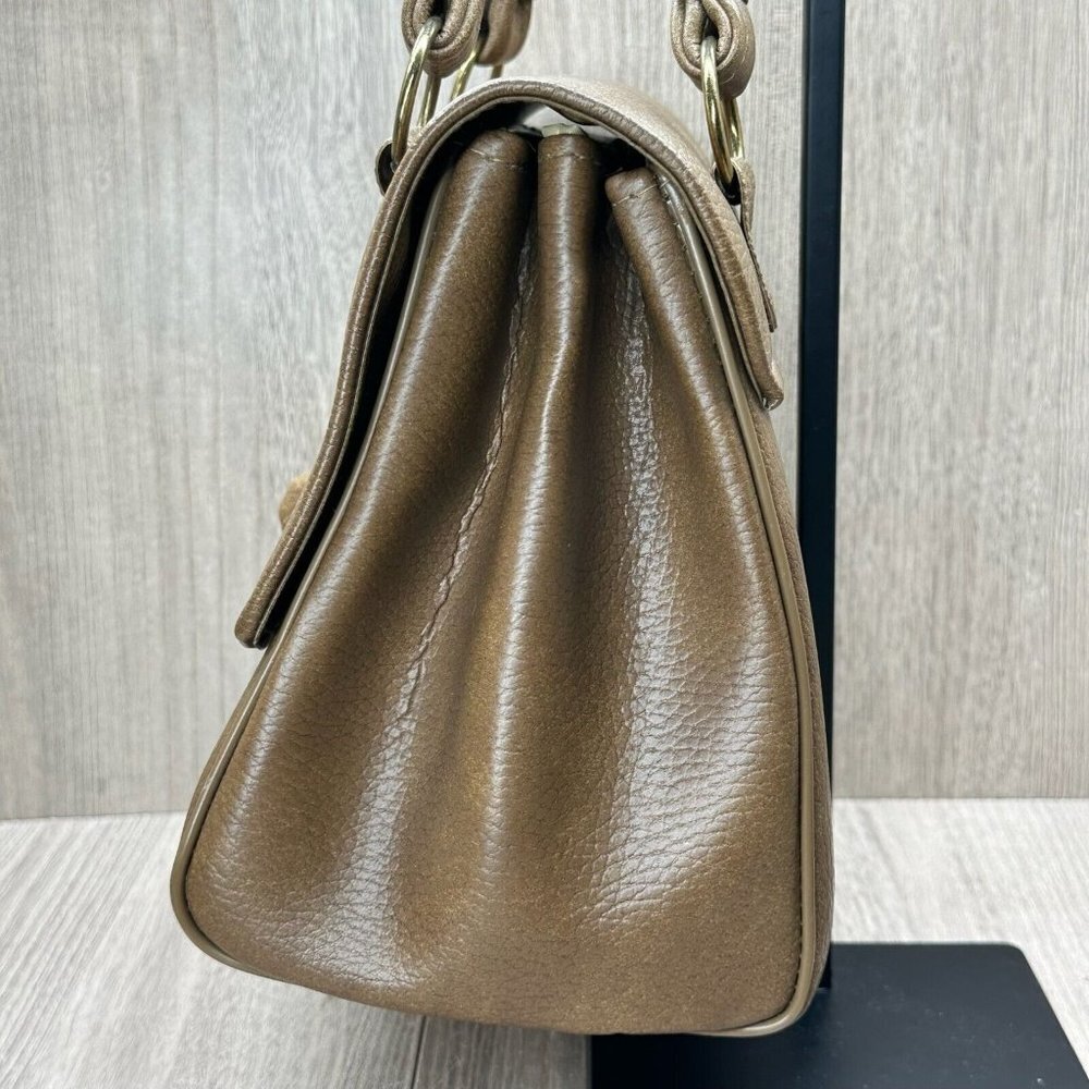 Vintage Jaclyn USA Shoulder Bag Womens Stand Alone Turn Lock Gold Plated Brown - Picture 6 of 11
